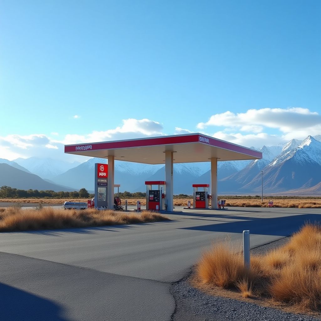 Estación de servicio YPF en la Patagonia