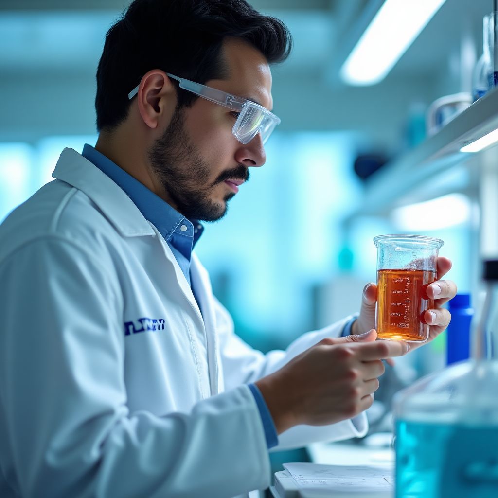 Científico trabajando en un laboratorio de YPF